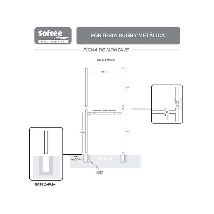 JUEGO PORTERIAS RUGBY METALICAS TUBO Ø 100