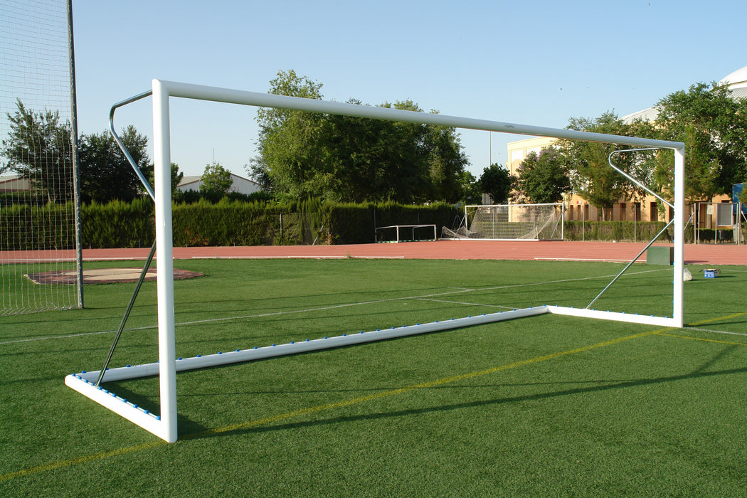 Juego de porterías de fútbol de aluminio de 120 x 100 mm. trasladables con base