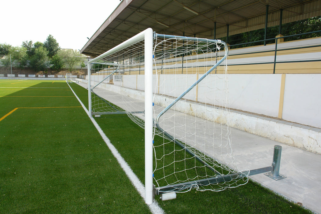 Juego de porterías de fútbol 7 de aluminio de Ø 120 x 100 mm. abatible lateralmente