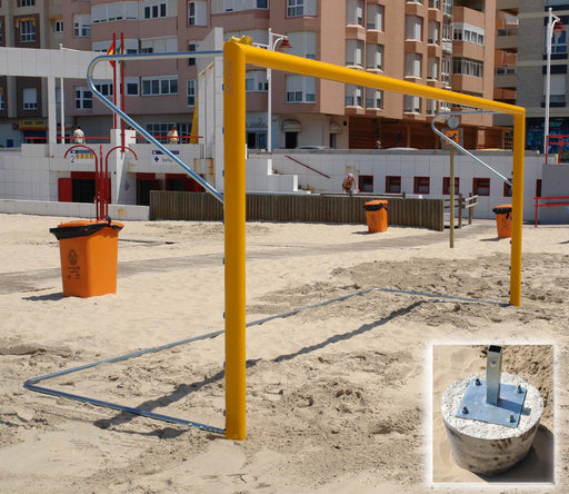 Juego de porterías de fútbol playa de aluminio 120 x 100 mm. (marco + placas de anclaje)