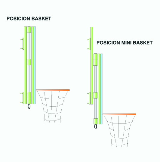 Juego adaptadores para regulación de basket a minibasket