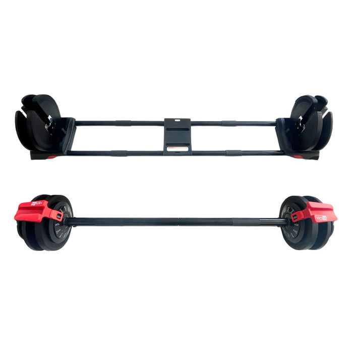 KIT MULTIFUNCION AJUSTABLE 3 EN 1 BARRA MANCUERNA Y KETTLEBELL 24KG